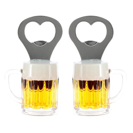 Flaskeåpner Ølglass Morsomt med Kjøleskapsmagnet Magnetisk Flaskeåpner Ølpakke med 2