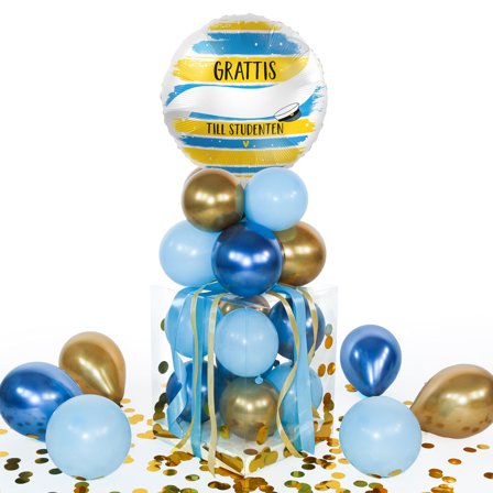 Ballonbuket Student Blå/Guld