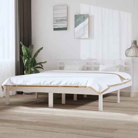 Vidaxl Sängram Vit Massivt Trä 180x200 Cm Vit
