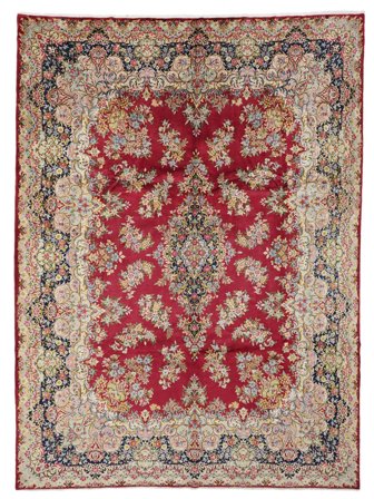 Hand Knotted Kerman Rug 298X364 Wool Brown/Dark Red Large