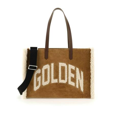 Golden Goose, california east-west bag with shearling detail Beige, Dames, Maat:ONE Size,leer