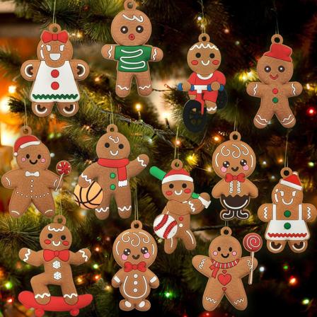 12 stk Honningkagemand til jul Diverse plast honningkagefigurer ornamenter