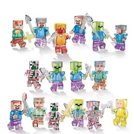 16 kpl/setti Minecraft kootut rakennuspalikkahahmot Lelut Lasten syntymäpäivälahja (FMY)