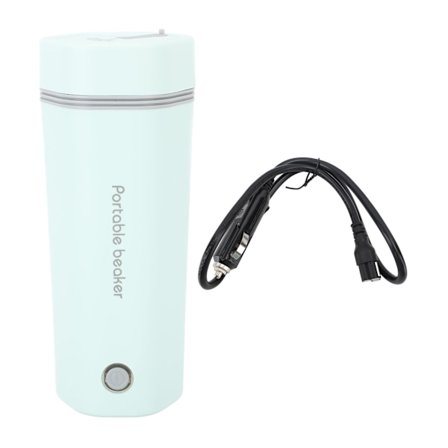 Rejse Elektrisk Vandkoger Bærbar 350ml Rustfrit Stål Sikkerhedslås Mini Varmtvandskande med Billader til Arbejde Kontor 24V 140W Lysegrøn