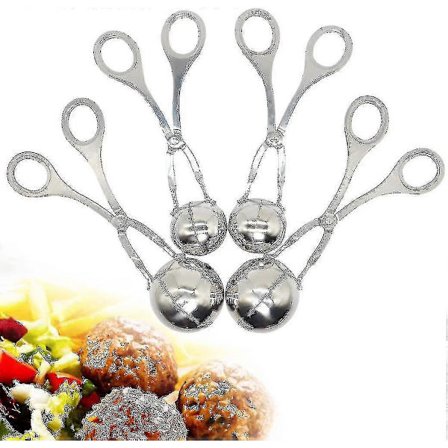 4 stk. Kødbolleformer/kødbollemaskine-tænger - Professionel kødbolleformerske i rustfrit stål, kageske, kødbollemaskine, istang, kagedejsske til 