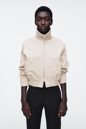 COS Women's Funnel-Neck Bomber Jacket in Beige
