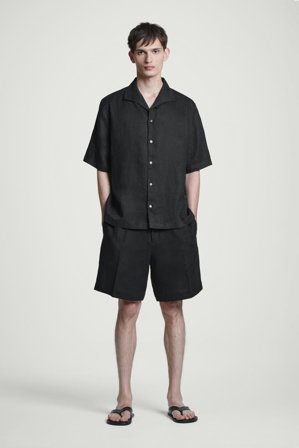 COS Homme Short Taille Élastiquée En Lin in Noir