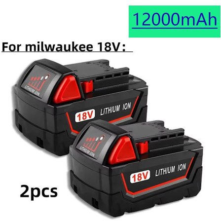 Til Milwaukee M18 elværktøj batteri, oplader, 18V 6000mAh, BR, XC, 18V, M18B5, 48-11-1860, indbygget
