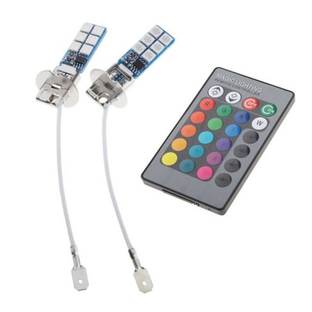 2st 880 881 H1 H3 RGB LED Bil Strålkastare Dimljus Lampor H3 Kontakt