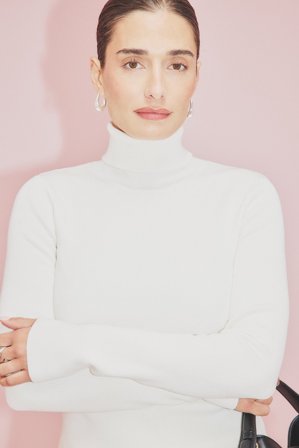 NA-KD Long Sleeve Turtleneck Ribbed Knitted Top - Turtlenecks - Råhvid - M