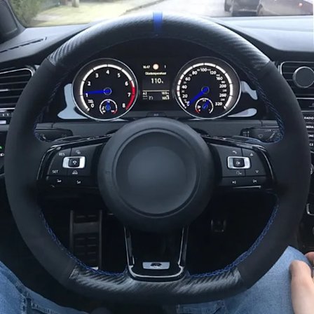 (Stil 9) Cover Svart Äkta Läder Mocka För Volkswagen VW Golf 7 GTI Golf R MK7 VW Polo GTI Scirocco 2015 2016