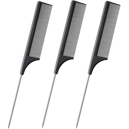 Pieces Hårkam - Antistatiske hale-kammer Fine Tannkammer Salong Barber Frisørkam med Rustfritt Stålhåndtak for Kvinner og Menn