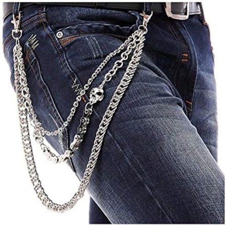 Buks Kæde til Mænd Kvinder, Biker Skull Chain Wallet, Lang Cool EMO Punk Bukser Lomme Bælte Nøgleringe til Hip Hop R