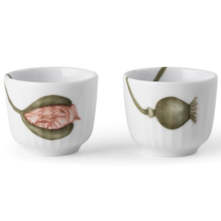 Kähler Hammershøi Poppy äggkopp, 2-pack, vit' - 'Hvit med dekorasjon