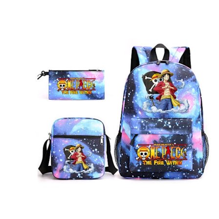 3 st/set One Piece Ryggsäck Anime Barn Skolväska 18 Tum