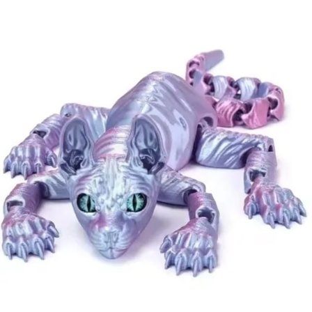 Kreativ 3D-printet Sphynx Kat Model Legetøj Hårløs Kat Model Realistisk Figur Leddelt Kat Fidget Legetøj Til Katteelskere Samling (FMY)