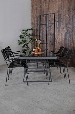 Venture Home - Spisegruppe Norby med 6 Levis spisestoler - Svart - Spisegrupper - Fra Homeroom