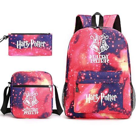 Barnens Harry Potter Tredelad Skolväska Tryckt Stor Kapacitet Utomhusryggsäck#2 star red