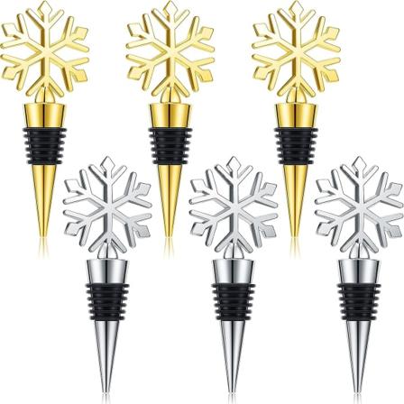 6 stjälkar julsnöflinga vinstoppare dekorativa jul metall vinflaska stoppare