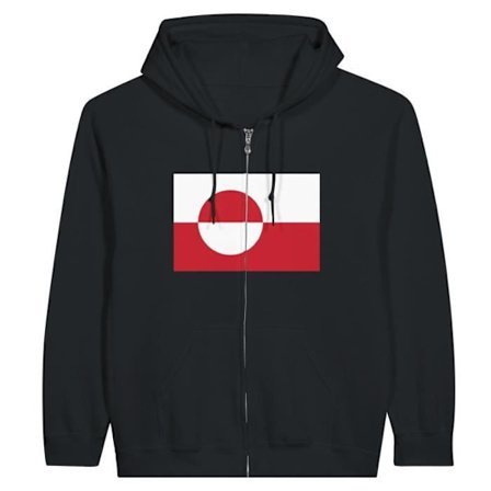 Grønland Flag Hættetrøje med lynlås i sort