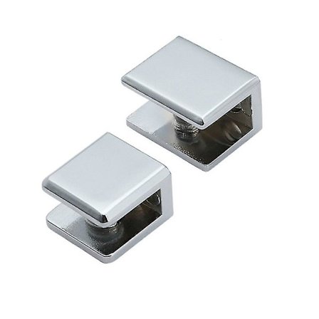 Fyrkantig glasklämma i glas - Blank glänsande hylla stöd, klämma för 6mm/10mm/12mm glas, ett par