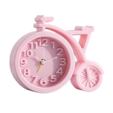 Creative Office Desktop Bicycle Alarm Clock Bedroom Bedside Clock Creative Simple Reminder Alarm Clock Clock (pink)