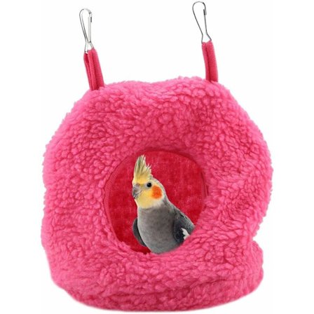 Fugle Hengekøye, Papegøyer Reir Plysj Fugler Reir Seng Plysj Berber Berber Gynge Fleece for Papegøye Papegøye Ara Conures (M, rose rød)