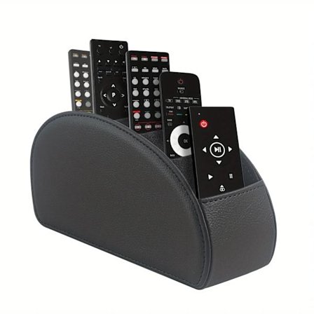 Remote Control Hållare med 5 Fack, PU Läder Organizer Förvaringslåda för TV Fjärrkontroll Svart