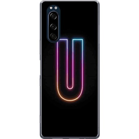 Kompatibelt Mobildeksel til Sony Sony Xperia 5 Minimalistisk neonbokstav U i fargerik lys effekt mot svart bakgrunn