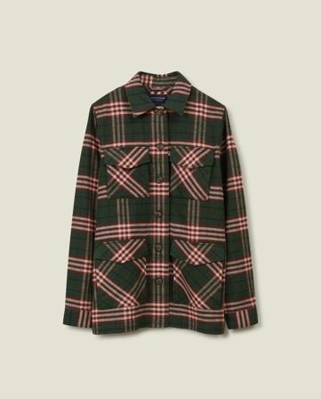 Lexington Raven Organic Cotton Flannel Overshirt, Green Multi Check