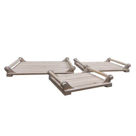 Bakkesæt i fyrretræ – 3 dele, hvidvasket finish