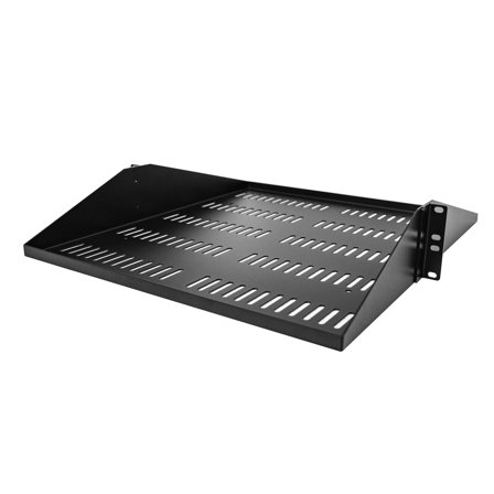 StarTech 2U Vented Server Rack Shelf, Center Mount 20in Deep Fixed Cantilever Tray, Rackmount Shelf for 19" AV/Data/Network Equipment w/ Cage Nuts &