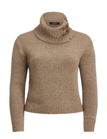 Lauren Ralph Lauren | Buckle-Trim Mélange Turtleneck Sweater | XL