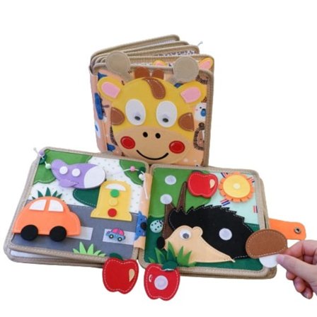 Montessori Tecknad Djur Bebis Kläd Bok Fawn Filt Tyst Bok Mjuk Aktivitet Baby bok