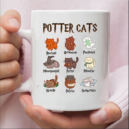 Cute Potter Cats Kitten Gifts For Her coffee mug HP Gifts for book lovers Potter Cats Autumn Atmosphere Mug Very cute kitty mug