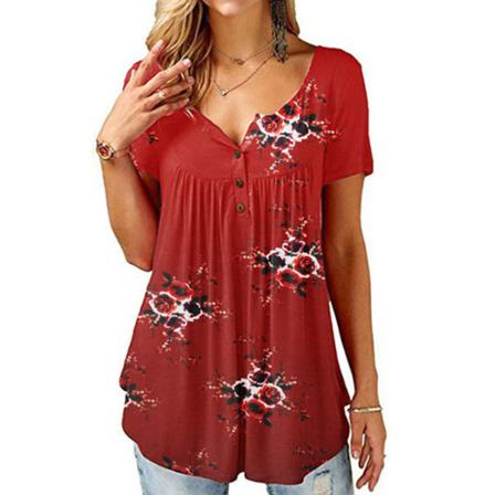 Printed T-shirt Dam Sommar Rundhalsad Kortärmad Blus
