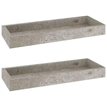 Vidaxl Vägghyllor Med Kant 2 St Betonggrå 40x15x4 Cm Mdf Grå