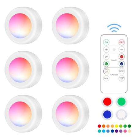 LED-spotlightpakke - 6 stilige lys med 2 praktiske fjernkontroller - WELLNGS