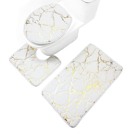 Kylpyhuonemattosarja, 3 kpl - Valkoinen / Kultainen