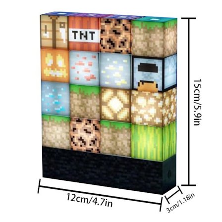 Minecraft Yövalo Rakennuspalikka Ommeltu Valo USB Virtalähde