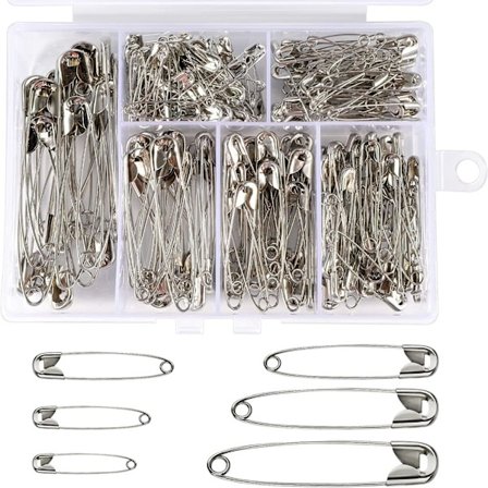 250 stycken säkerhetsnålar i 6 storlekar - Rostfria säkerhetsnålar för H