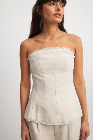 NA-KD Bandeau-topp i linblandning - Set - Beige - EU 36