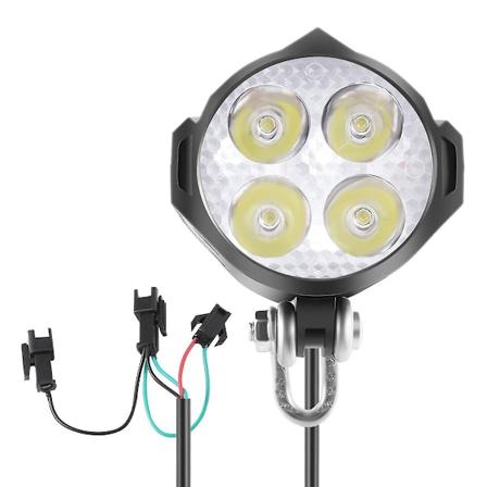 E-sykkel LED-frontlykt 12V 24V 36V 48V 60V 72V Sykkellys med Horn Vanntett Frontlykt-Perfet 0 0