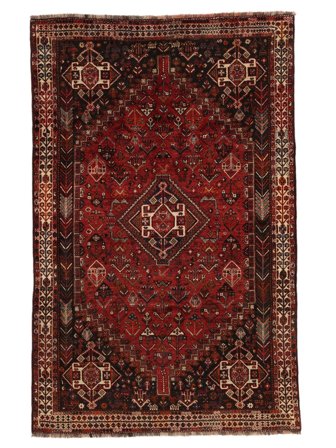 Qashqai Fine Rug 170X270 Black/Dark Red Wool, Persia