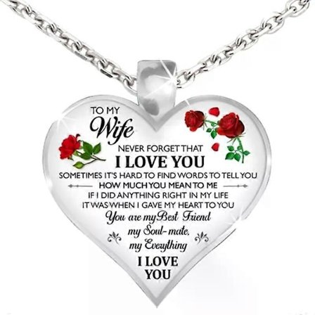 Romantiskt hjärthalsband rosblomma TILL min fru hängen halsband för kvinnor flickor smycken kärleksgåvor
