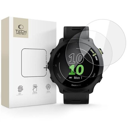 Tech-Protect Glass Fit+ 2-pak hærdet glas til Garmin Forerunner 55 - klar