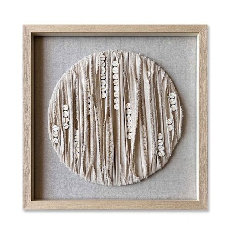 Luonnosta inspiroitunut beige kangasseinätaide, 60x60 cm