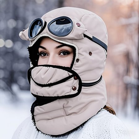 En varm utendørshatt for vinteren som inkluderer briller, designet for riding og ski. Denne moteriktige vinterhatten har briller og er vin (FMY)
