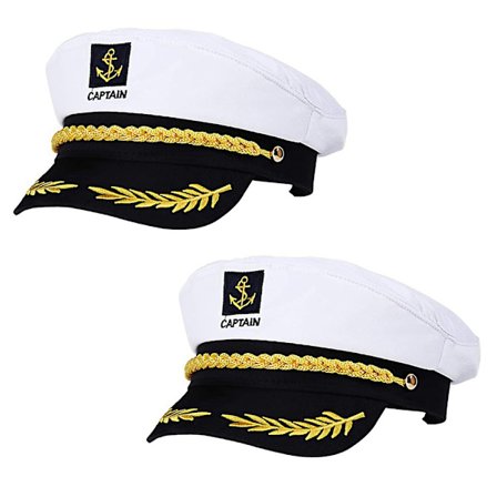 2 stk. Kapteinslue for sjømann - Festluer - Marine - Marine - Voksen - Admiral - Sjømannskostymetilbehør (hvit)