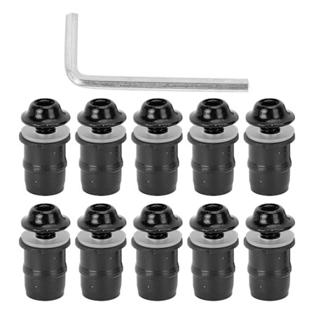 10 stk. Motorcykel M5x16mm 15,2 mm Vindskærm Skrue Bolt Kit Universal med Nøgle Sort